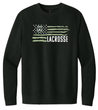 Load image into Gallery viewer, Lobo Flag Lacrosse Crewneck Fleece