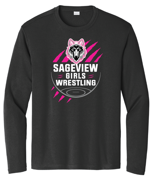 Sageview Girl's Wrestling Team Logo Long Sleeve Pink Edition