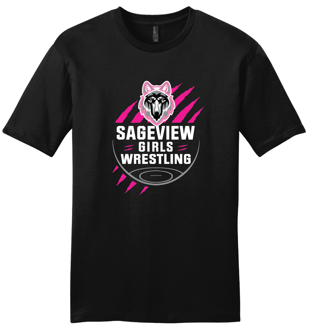 Sageview Girl's Wrestling Team Logo Tee Pink Edition