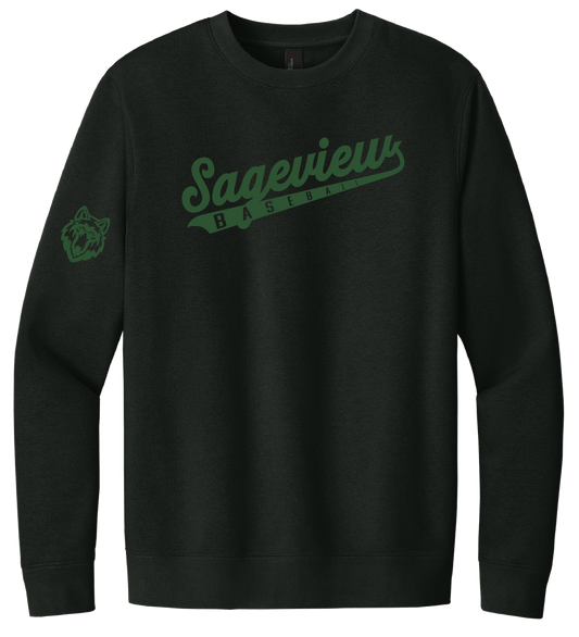 Sageview Script Baseball Crewneck Fleece