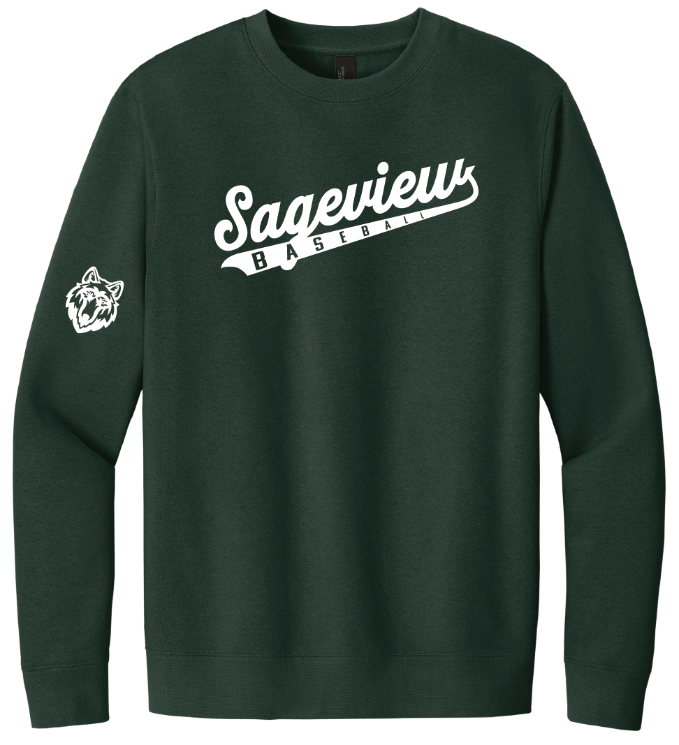 Sageview Script Baseball Crewneck Fleece