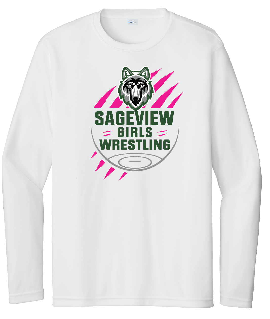 Sageview Girl's Wrestling Team Logo Long Sleeve Pink Edition