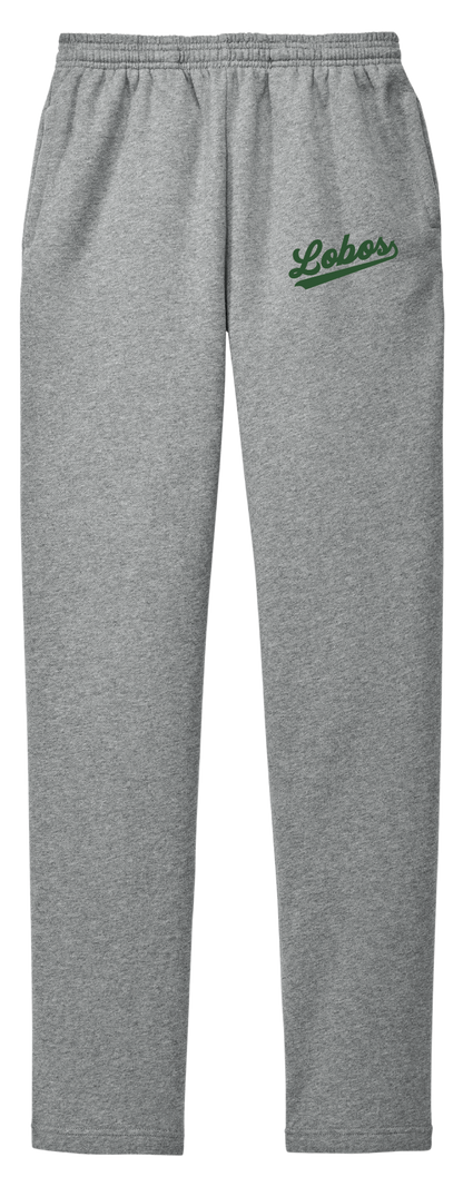 Lobos Script Fleece Open-Bottom Sweatpants