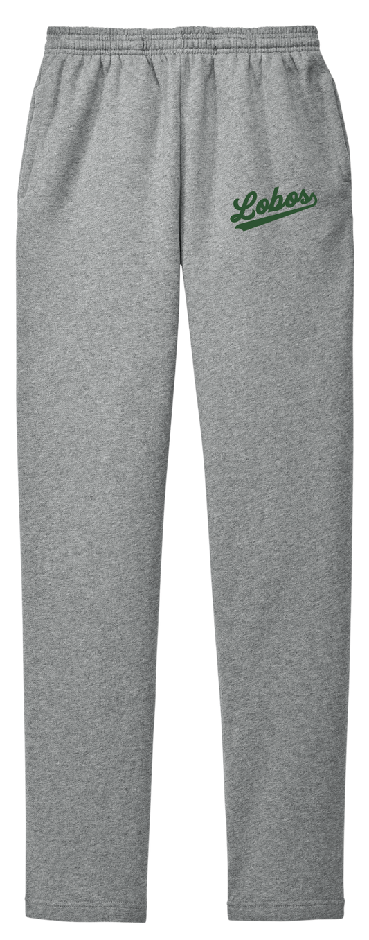 Lobos Script Fleece Open-Bottom Sweatpants