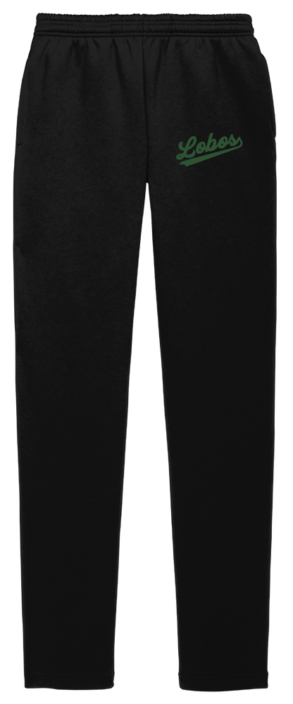 Lobos Script Fleece Open-Bottom Sweatpants