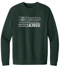 Load image into Gallery viewer, Lobo Flag Lacrosse Crewneck Fleece
