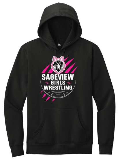 Sageview Girl's Wrestling Team Logo Hoodie Pink Edition