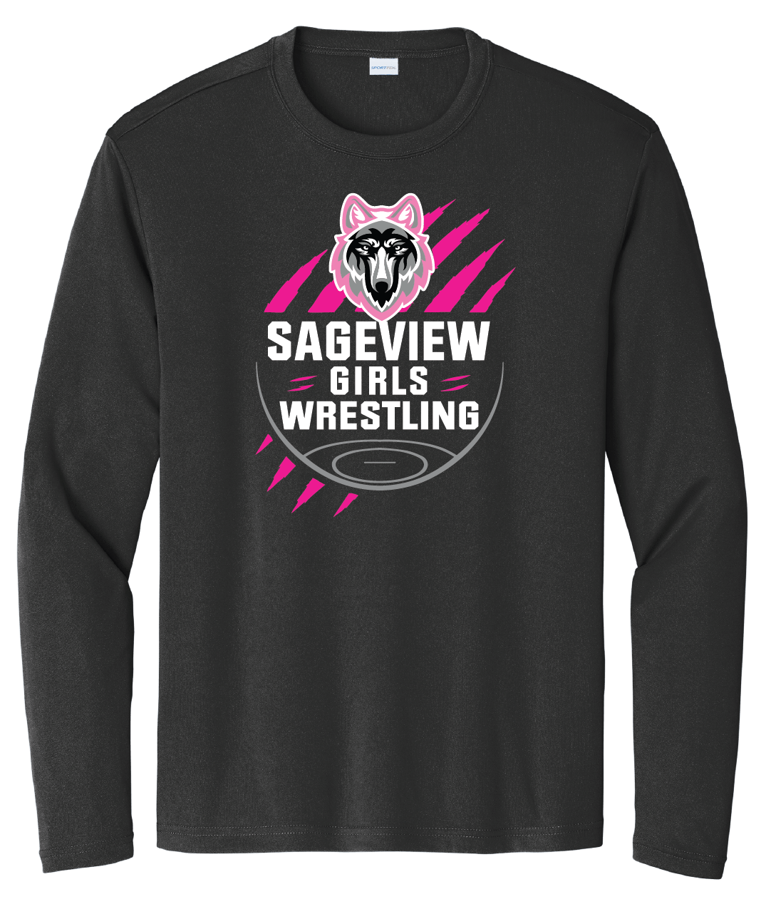 Sageview Girl's Wrestling Team Logo Long Sleeve Pink Edition