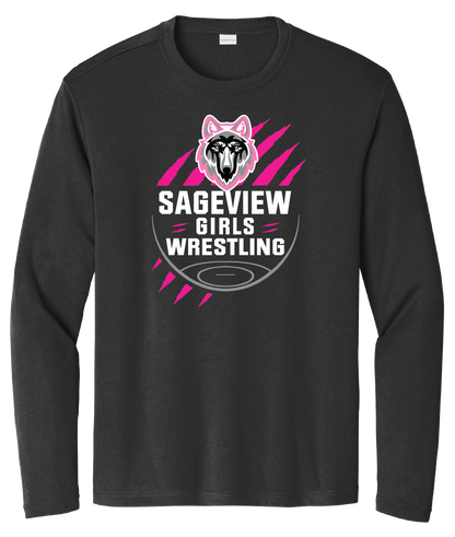 Sageview Girl's Wrestling Team Logo Long Sleeve Pink Edition