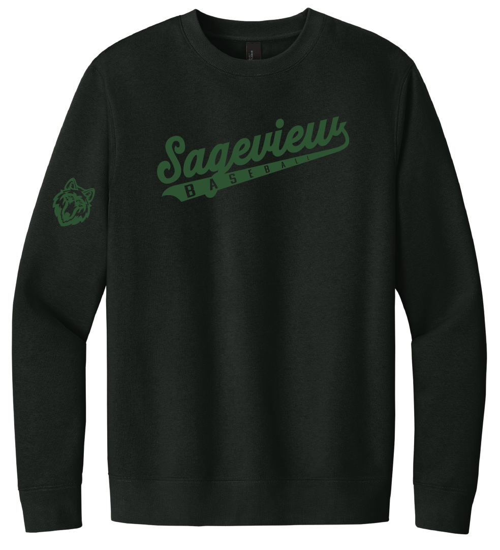 Sageview Script Baseball Crewneck Fleece