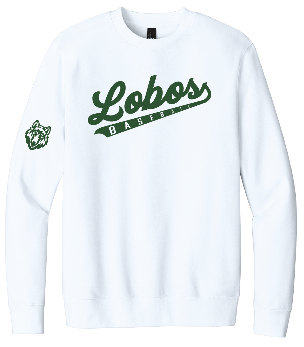 Lobos Script Baseball Crewneck Fleece
