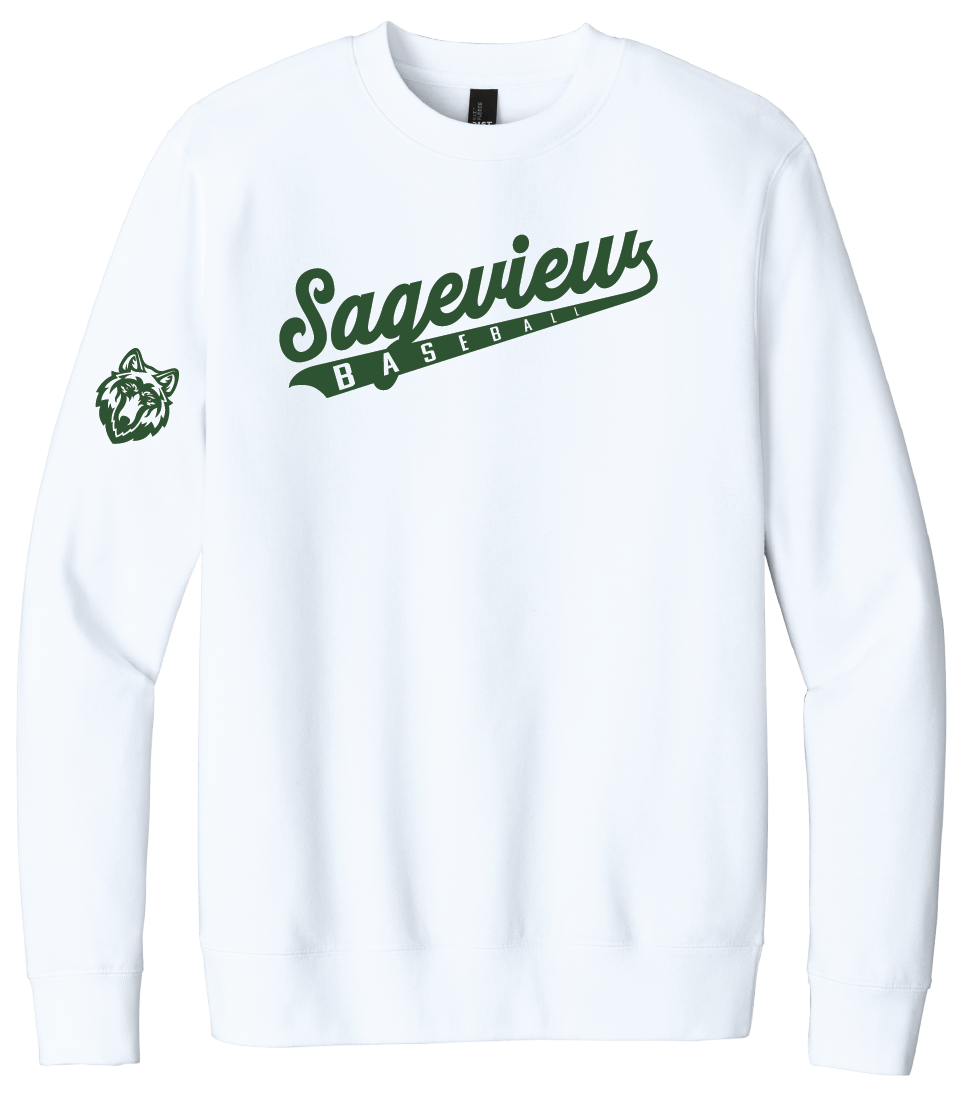 Sageview Script Baseball Crewneck Fleece