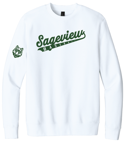 Sageview Script Baseball Crewneck Fleece