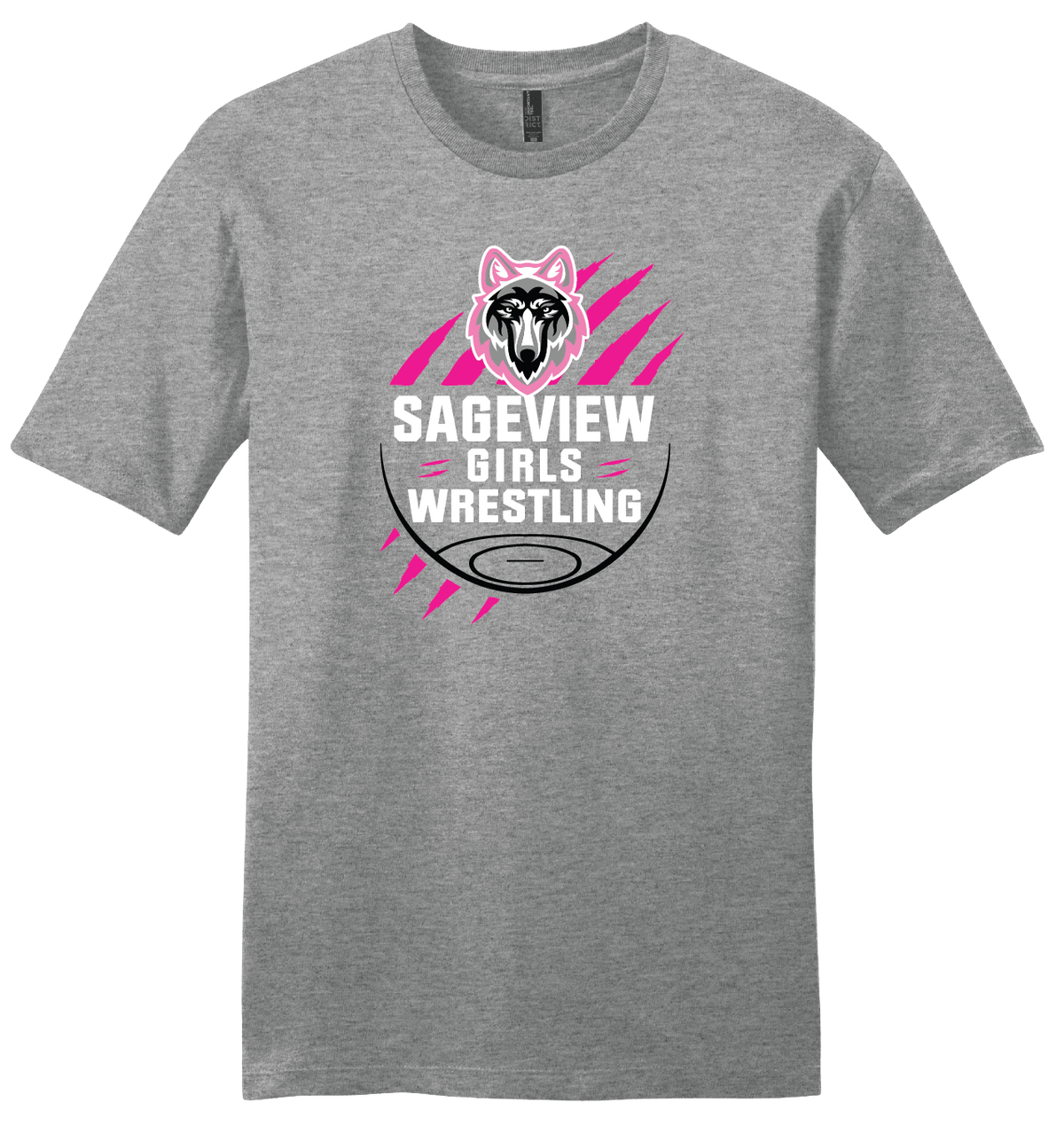 Sageview Girl's Wrestling Team Logo Tee Pink Edition