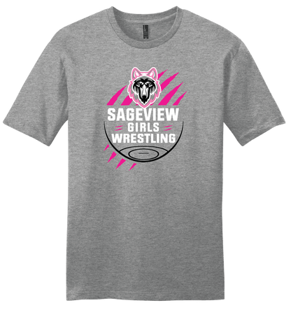Sageview Girl's Wrestling Team Logo Tee Pink Edition