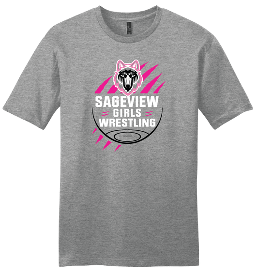 Sageview Girl's Wrestling Team Logo Tee Pink Edition
