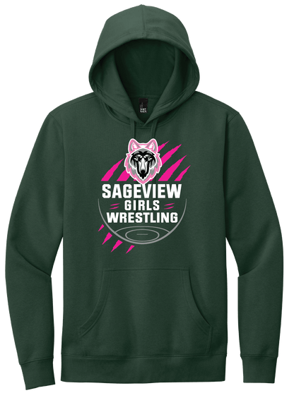Sageview Girl's Wrestling Team Logo Hoodie Pink Edition