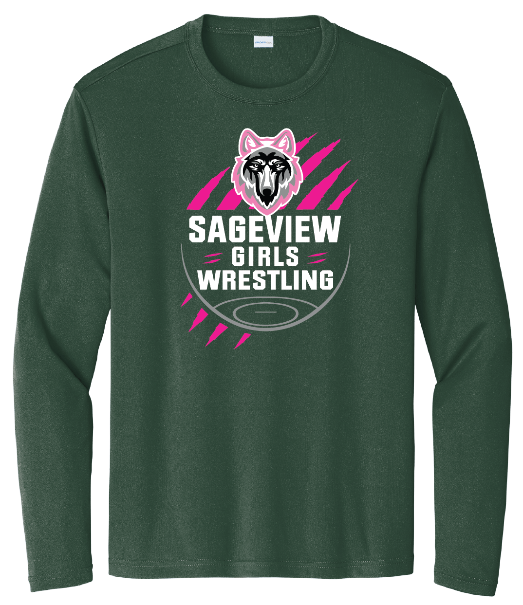 Sageview Girl's Wrestling Team Logo Long Sleeve Pink Edition
