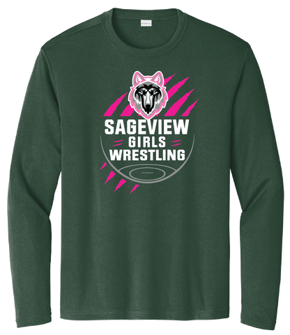 Sageview Girl's Wrestling Team Logo Long Sleeve Pink Edition
