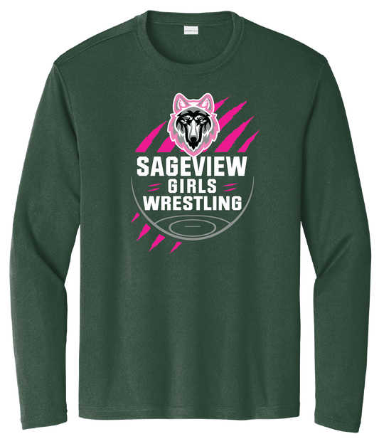 Sageview Girl's Wrestling Team Logo Long Sleeve Pink Edition