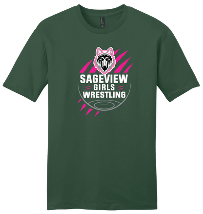 Sageview Girl's Wrestling Team Logo Tee Pink Edition