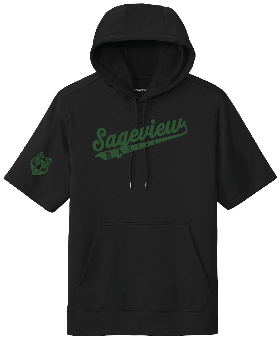 Sageview Script Fleece Short Sleeve Hooded Pullover