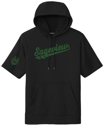 Sageview Script Fleece Short Sleeve Hooded Pullover