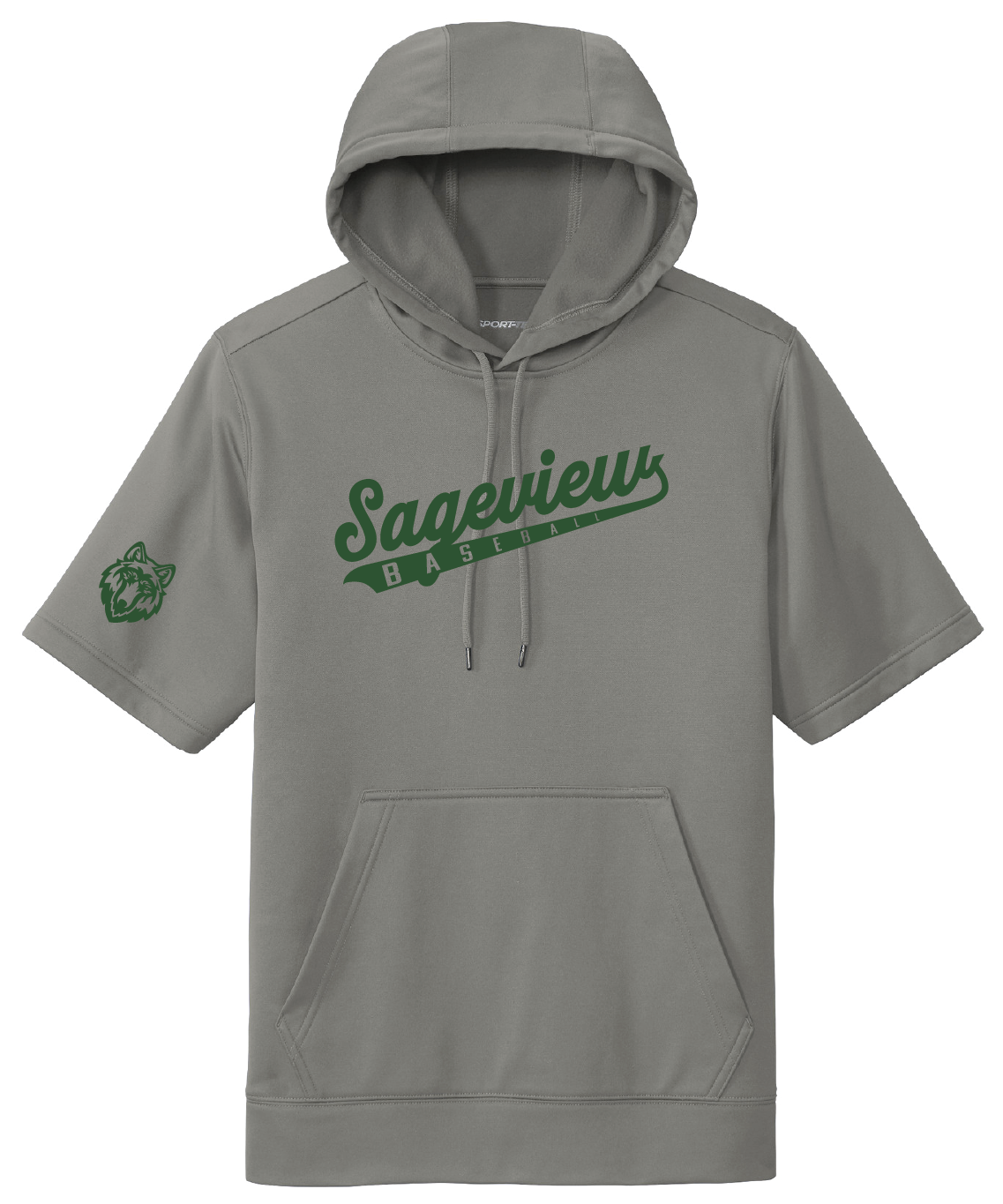 Sageview Script Fleece Short Sleeve Hooded Pullover