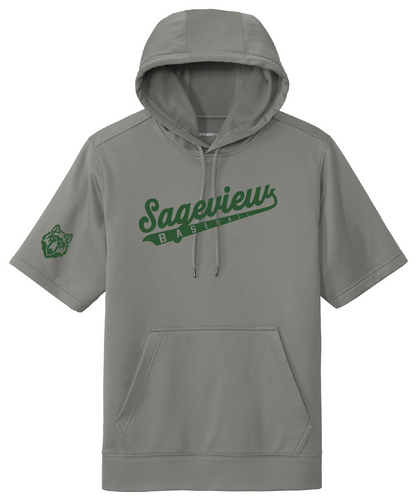Sageview Script Fleece Short Sleeve Hooded Pullover