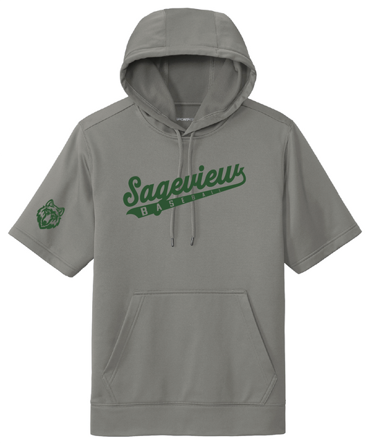 Sageview Script Fleece Short Sleeve Hooded Pullover