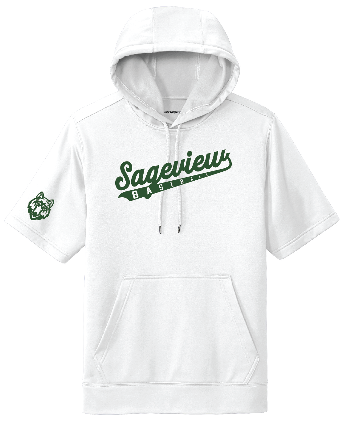 Sageview Script Fleece Short Sleeve Hooded Pullover