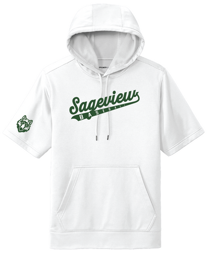 Sageview Script Fleece Short Sleeve Hooded Pullover