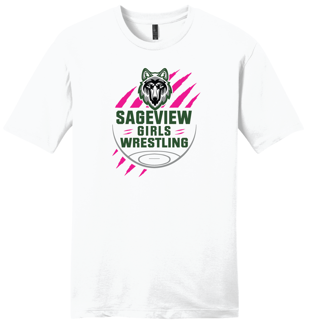 Sageview Girl's Wrestling Team Logo Tee Pink Edition