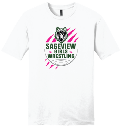Sageview Girl's Wrestling Team Logo Tee Pink Edition